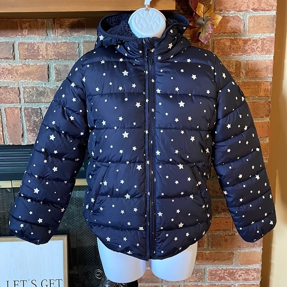 Gap Kids Navy Blue White Stars Heavy Winter Coat